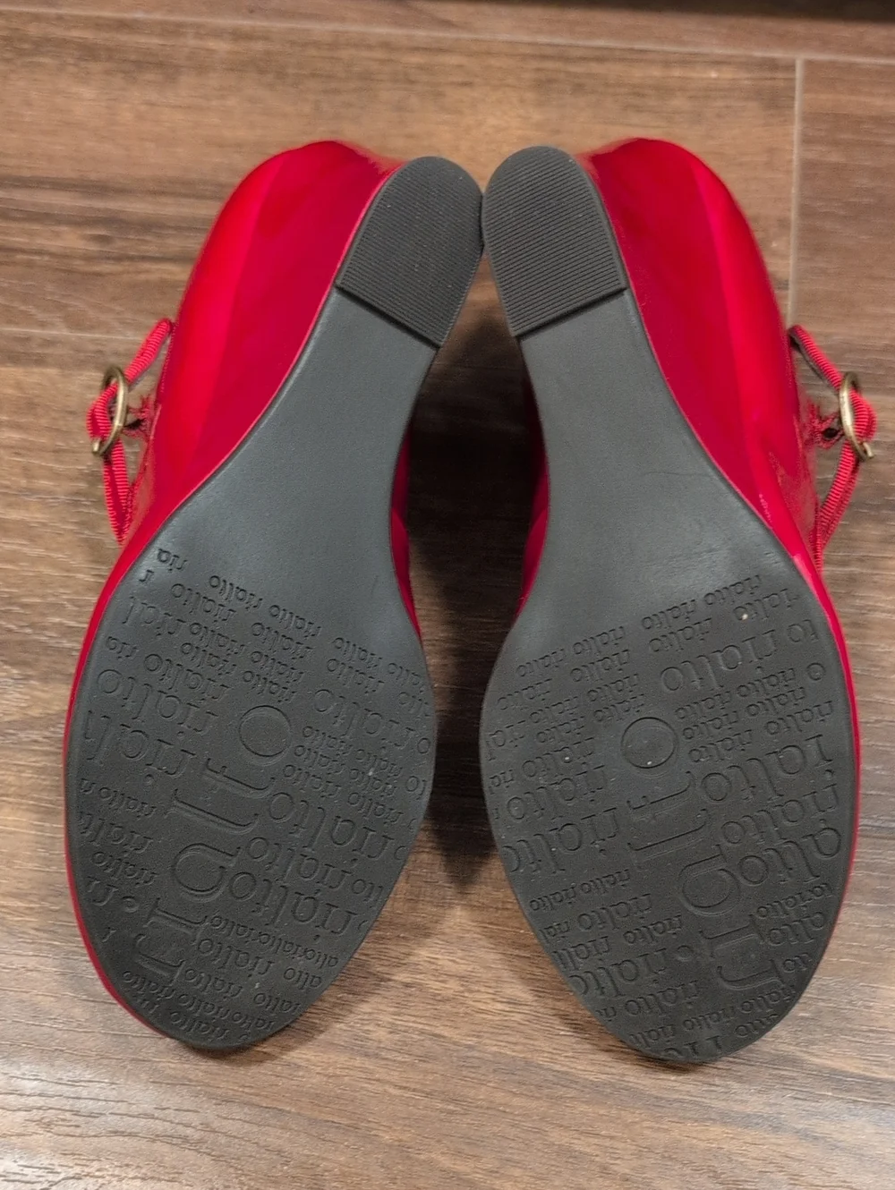 Rialto Bright Red Patent Mary Jane Wedge Heels Vintage Inspired